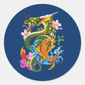 グリーン中国のドラゴンコイ ラウンドシール (正面)