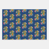 グリーン中国のドラゴンコイ ラッピングペーパーシート (正面3)