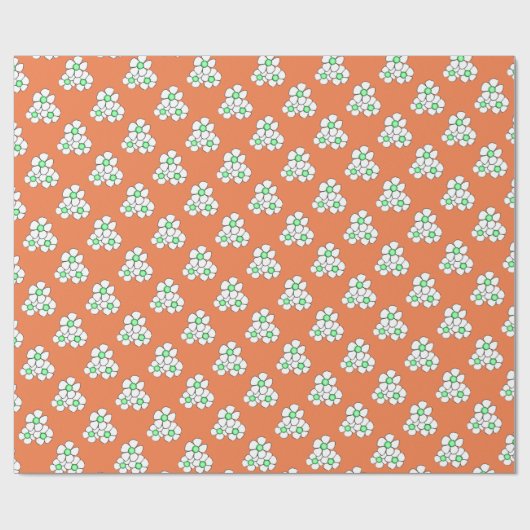 グリーン中央デイジーラッピング紙 ラッピングペーパー (フラット)