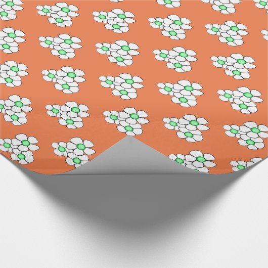 グリーン中央デイジーラッピング紙 ラッピングペーパー (角)