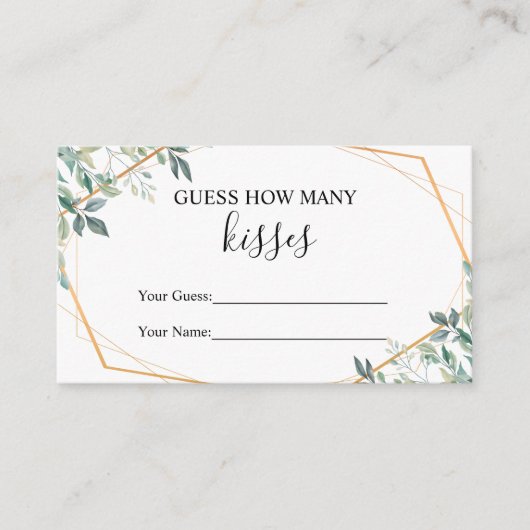 グリーン予想キス数 ブライダルシャワーゲーム エンクロージャーカード (正面)