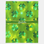 グリーン人気があるクローバー4リストコレクション フリースブランケット (正面)