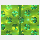 グリーン人気があるクローバー4リストコレクション フリースブランケット (正面(横))