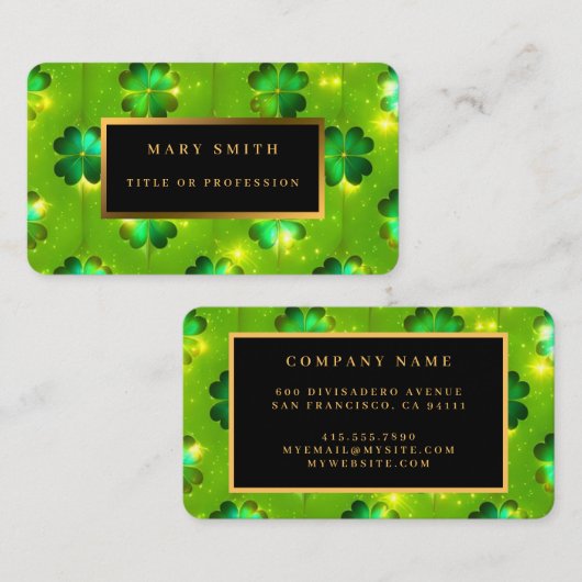 グリーン人気があるセントパトリックのデイクローバーコレクション 名刺 (正面/裏面)