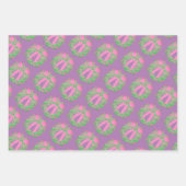 グリーン人気があるピンクパープルクリスマスリース ラッピングペーパーシート (正面2)