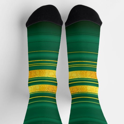 グリーン人気がある金ゴールドラグジュアリーリネンテクスチャコレクション ソックス (上部)