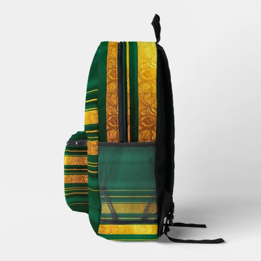 グリーン人気がある金ゴールドラグジュアリーリネンテクスチャコレクション プリントバックパック (右)