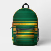 グリーン人気がある金ゴールドラグジュアリーリネンテクスチャコレクション プリントバックパック (正面)