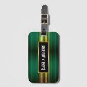 グリーン人気がある金ゴールドラグジュアリーリネンテクスチャコレクション ラゲッジタグ (正面縦)