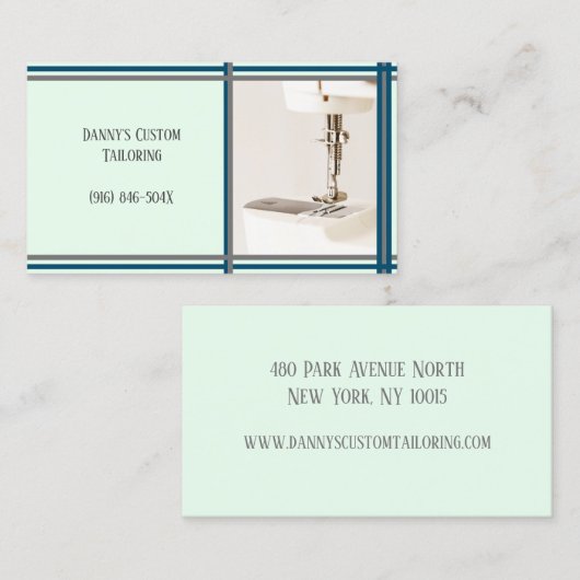 グリーン仕立て裁縫機械名刺 名刺 (正面/裏面)