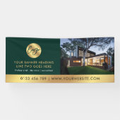 グリーン企業の&金ゴールドロゴ広告ビジネスフォト 横断幕 (横)