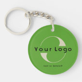 グリーン企業ビジネスにおける両面ロゴおよびQRコード キーホルダー (正面)
