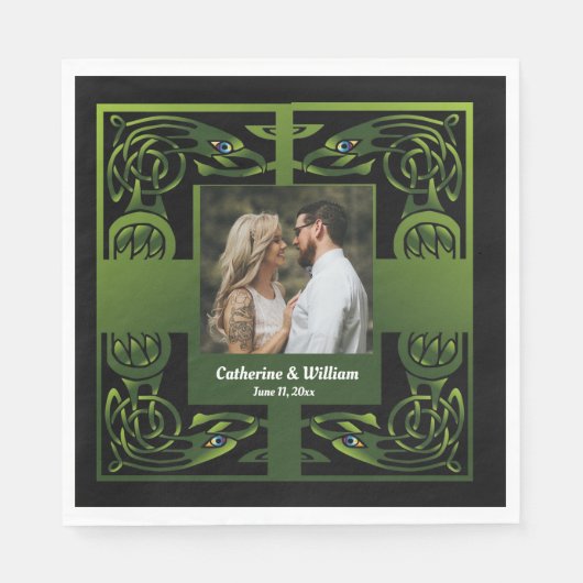 グリーン伝統的アイリッシュケルト スタンダードランチョンナプキン (正面)