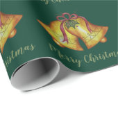 グリーン伝統的クリスマスベルズホリデー ラッピングペーパー (ロールコーナー)