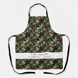 グリーン伝統的ホリーホリデイ エプロン