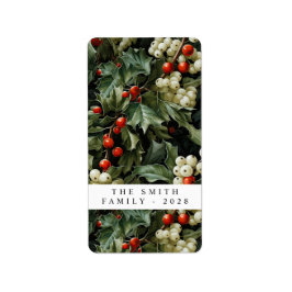 グリーン伝統的ホリーホリデイ ラベル