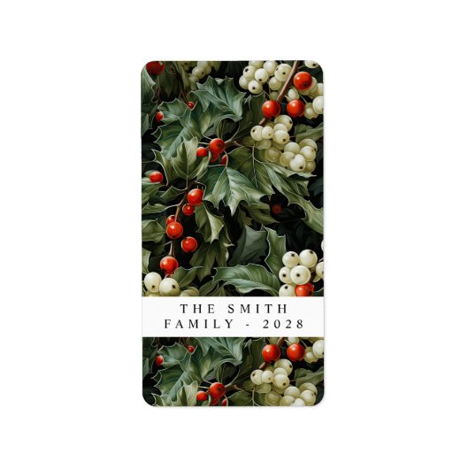 グリーン伝統的ホリーホリデイ ラベル (正面)