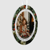 グリーン伝統的ホリーホリデーフォト オーナメント (正面)