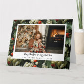 グリーン伝統的ホリーホリデーフォト カード (正面)