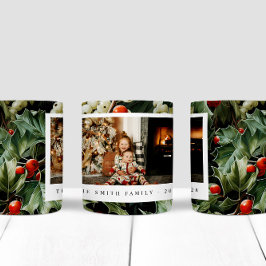 グリーン伝統的ホリーホリデーフォト コーヒーマグカップ