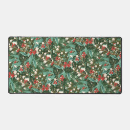 グリーン伝統的ボタニカルホリデークリスマス デスクマット