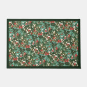 グリーン伝統的ボタニカルホリデークリスマス ドアマット (正面)