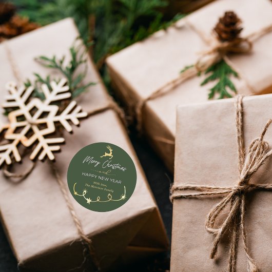 グリーン伝統的メリークリスマスホリデー ラウンドシール