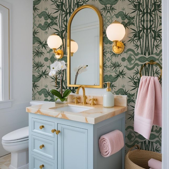 グリーン伝統的日本の&ベージュバンブさくらんぼB 壁紙 (クリエイターアップロード済み)