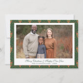 グリーン伝統的&レッドオーナメントホリデーフォト シーズンカード (正面)