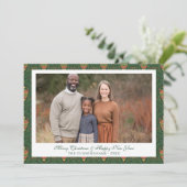 グリーン伝統的&レッドオーナメントホリデーフォト シーズンカード (スタンド正面)