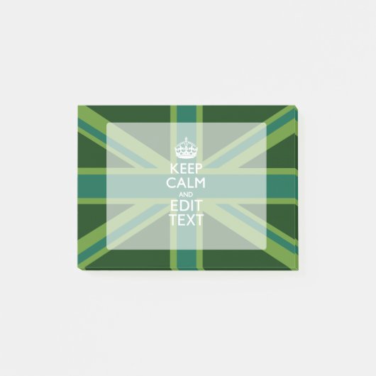 グリーン保ティール(緑がかった色)CalmとYour Text Union Jack ポストイット (正面)