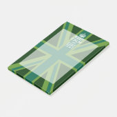 グリーン保ティール（緑がかった色）CalmとYour Text Union Jack ポストイット (アングル)