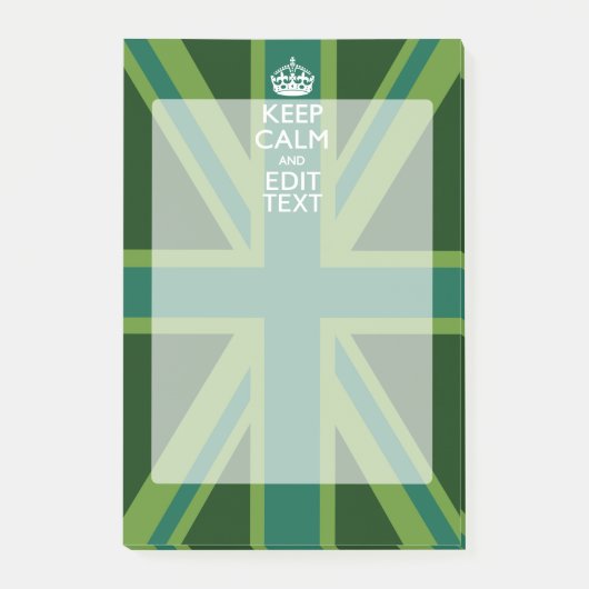 グリーン保ティール（緑がかった色）CalmとYour Text Union Jack ポストイット (正面)
