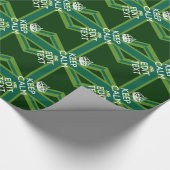 グリーン保ティール（緑がかった色）CalmとYour Text Union Jack ラッピングペーパー (角)