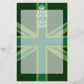 グリーン保ティール（緑がかった色）CalmとYour Text Union Jack 便箋 (正面)