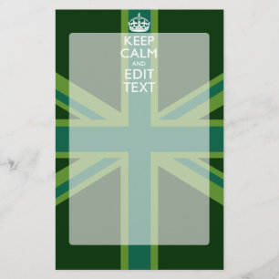 グリーン保ティール（緑がかった色）CalmとYour Text Union Jack 便箋
