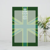 グリーン保ティール（緑がかった色）CalmとYour Text Union Jack 便箋 (スタンド正面)