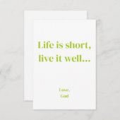 グリーン信仰人生は短く、良く生きる。フラット注記 ノートカード (正面/裏面)