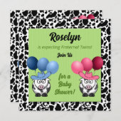 グリーン兄弟双生児ベイビーシャワー 招待状 (正面/裏面)