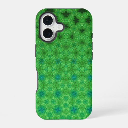 グリーン円形パターンフォンケース iPhone 16ケース (裏面)