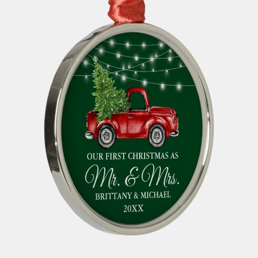 グリーン初めてのクリスマスミスター・アンド・ミセス・ライツトラック メタルオーナメント (右)