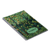 グリーン刺繍自然フォレストツリーズアウトドア ノートブック (右側)