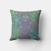 グリーン動揺してティール（緑がかった色）パープルダマスアモダンート クッション (裏面)