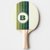 グリーン動揺してレトロ5ストライプのとイニシャル 卓球ラケット (正面)
