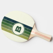 グリーン動揺してレトロ5ストライプのとイニシャル 卓球ラケット (横)