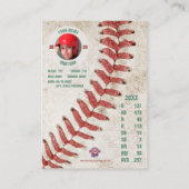 グリーン勾配ストライプ野球トレーディングカード コーリングカード (裏面)