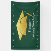 グリーン卒業はっきりしたモダンシンプル金ゴールドキャップ 横断幕 (縦)