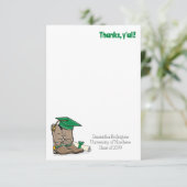 グリーン卒業キャップとカウボーブーツ サンキューカード (スタンド正面)