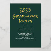 グリーン卒業パーティホイル招待状 箔招待状 (正面)