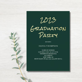 グリーン卒業パーティホイル招待状 箔招待状